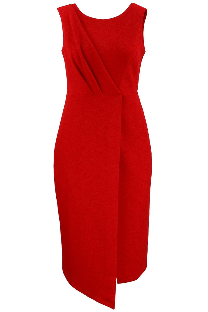 Closet Draped Sleeveless Wrap Dress Red - Closet London