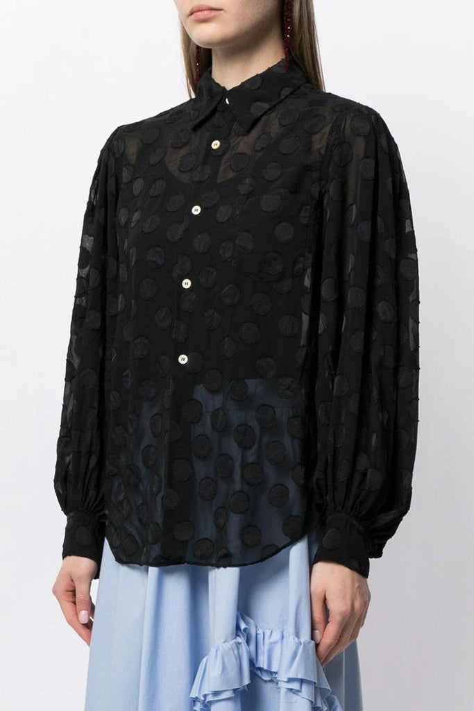 Semi-sheer Embroidered Dot Shirt - Comme Des Garcons