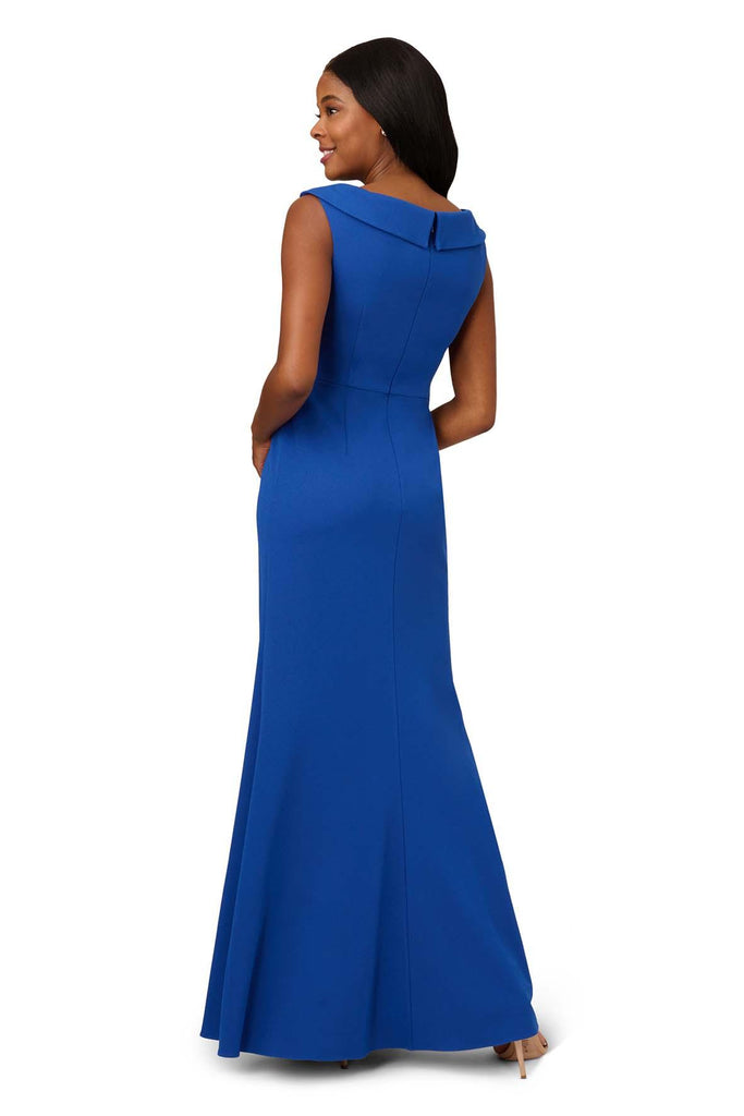 Crepe Draped Collared Gown - Adrianna Papell