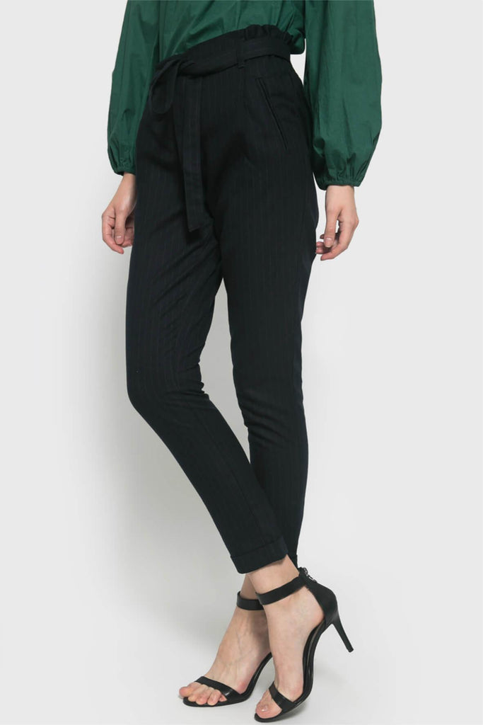High Waist Pin Striped Trousers - Designers Society