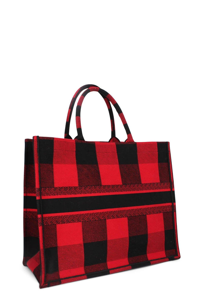 Embroidered Book Tote Red Black Checkered - DIOR