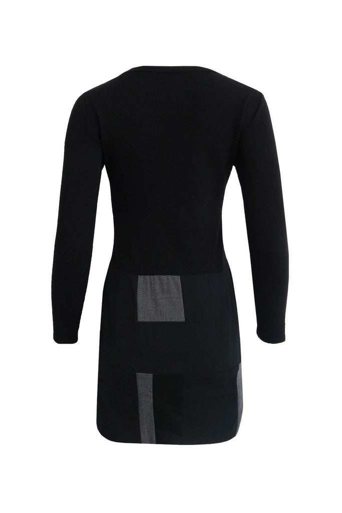 Black Long Sleeve Mini Dress With Patches - Dkny