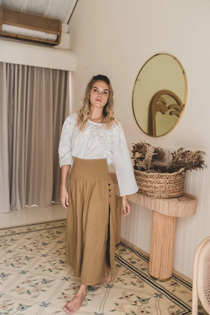 Linen Graceland Skirt in Honey - Dreamers & Drifters