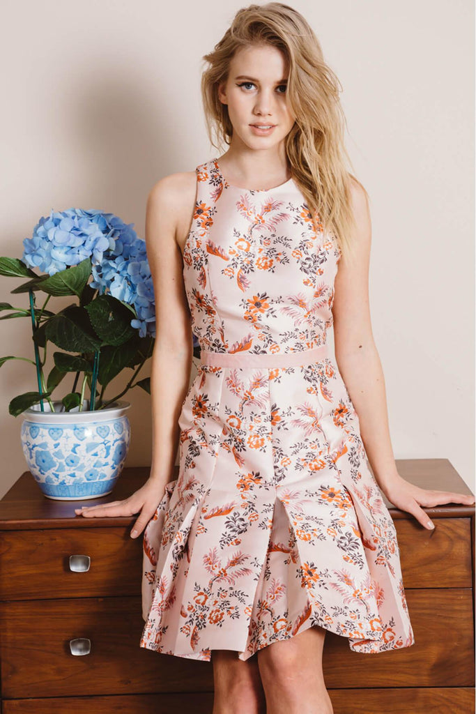 Fit and Flare Dusty Rose Brocade Dress - Endless Rose