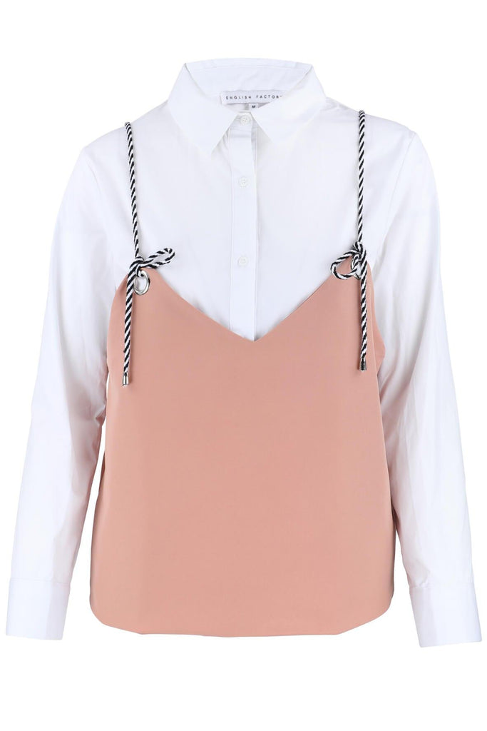 Long Sleeve Shirt with Layered Cami Top - English Factory