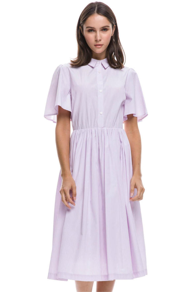 Short Sleeve Shirt Dress with Shirring - English Factory