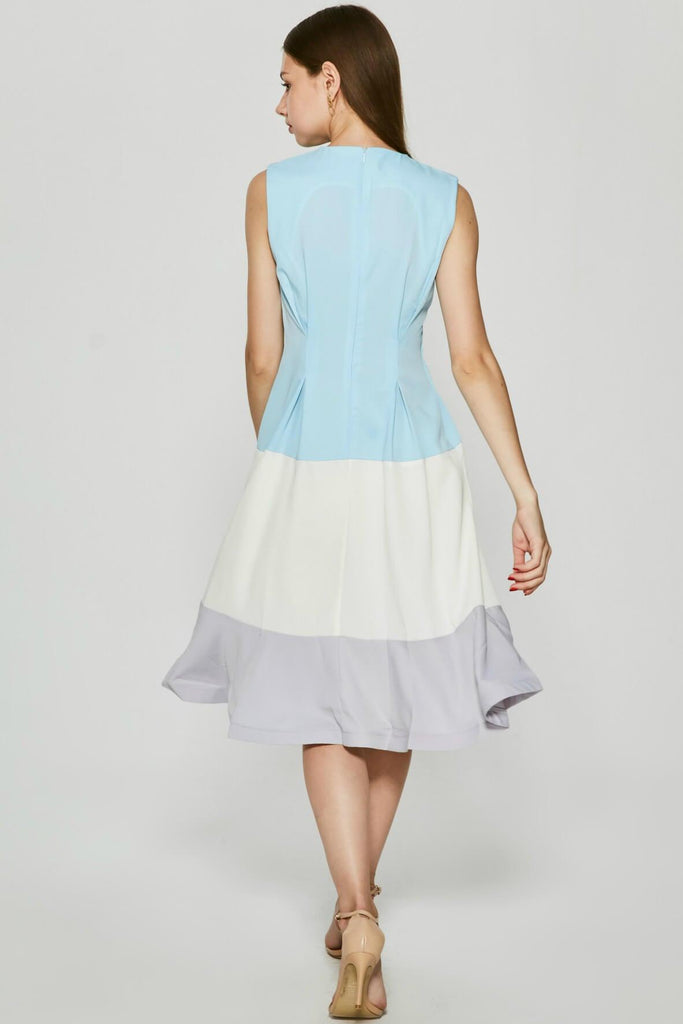 Color Block Slim Midi Dress - Few Moda