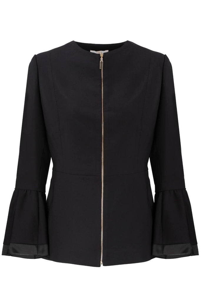 Crepe Jacket with Gold Zip - Genese London