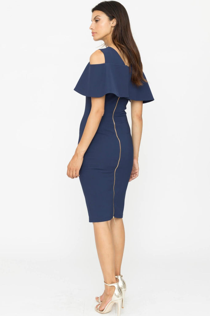 Midi Dress with Cold Shoulder - Genese London