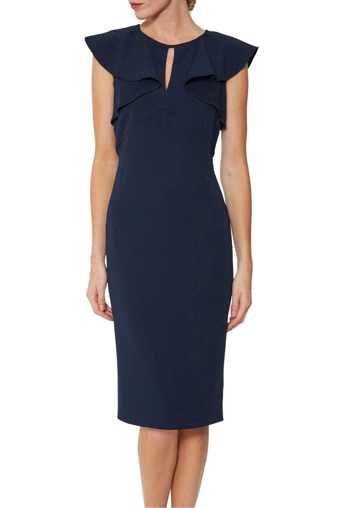 Enora Crepe Dress With Frill Sleeves - Gina Bacconi