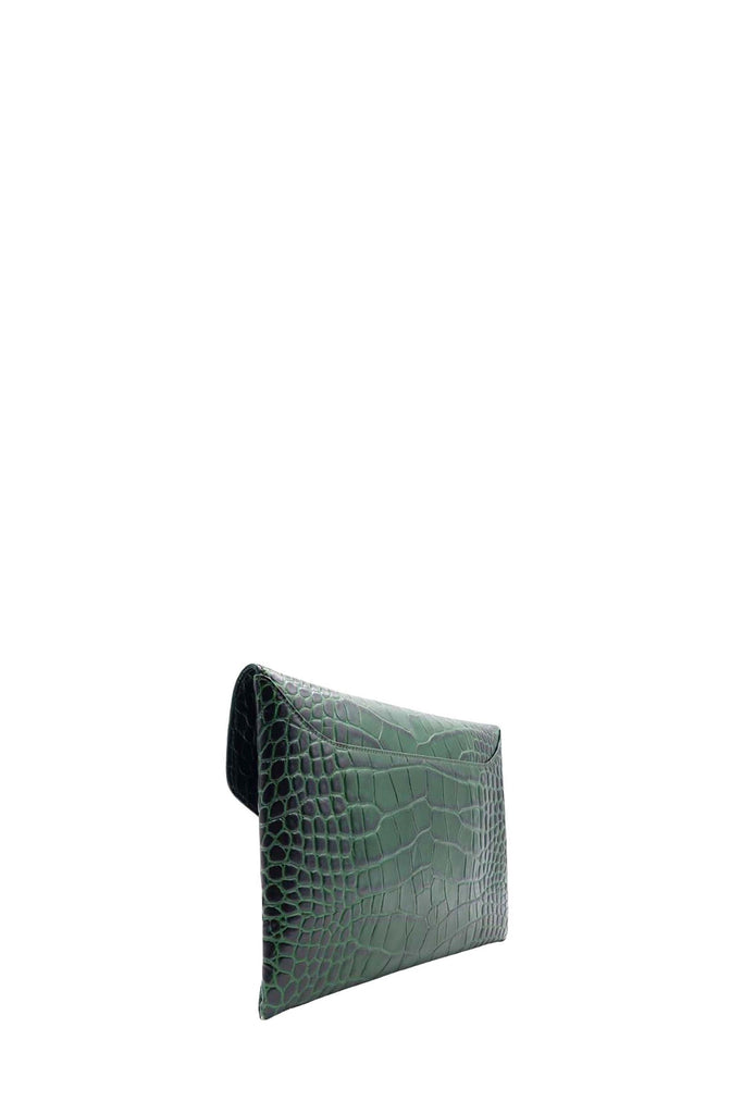Crocodile Embossed Antigona Envelope Clutch Green - Givenchy
