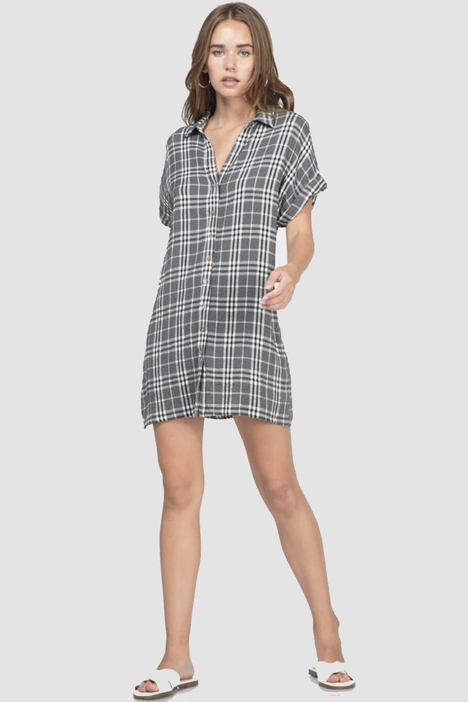 Calista Plaid Shirt Dress - Greylin