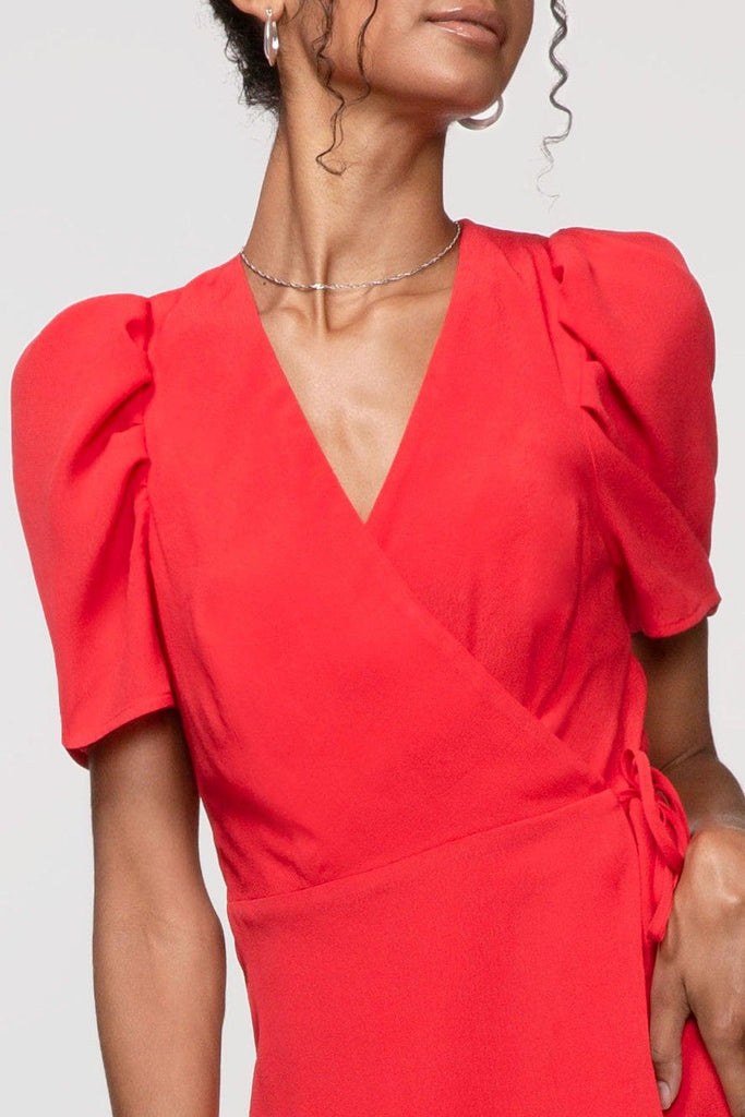 Danielle Pouf Sleeve Wrap Dress - Greylin