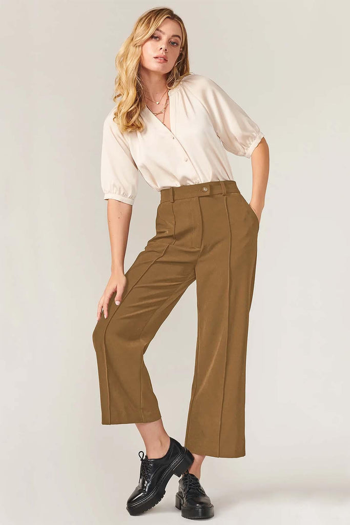 Jaeny High Rise Straight Leg Pant in Old Gold - Greylin