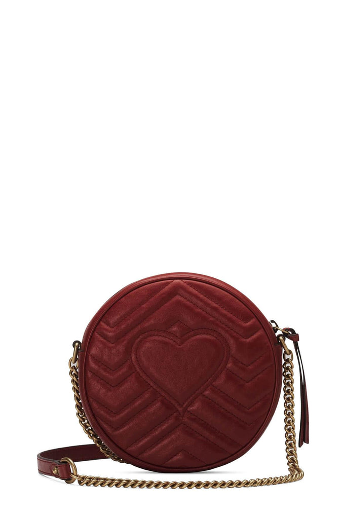 GG Marmont Mini Round Bag Hibiscus Red - GUCCI