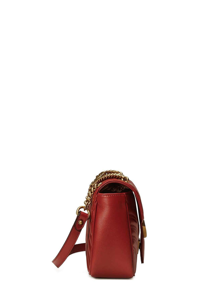 GG Marmont Small Matelasse Shoulder Bag Hibiscus Red - GUCCI