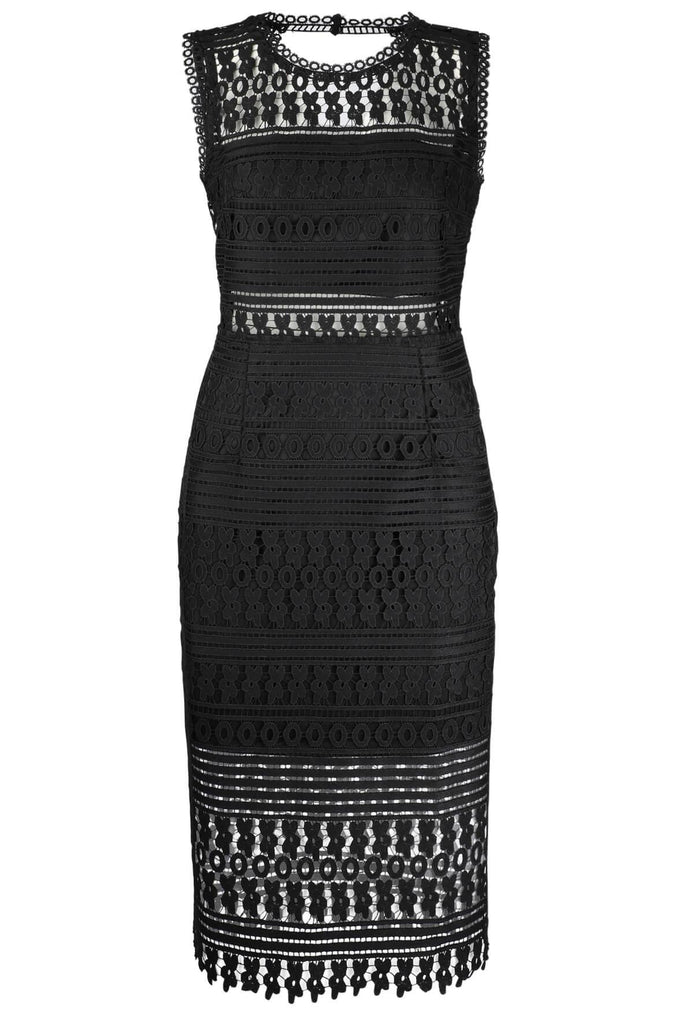 Black Lace Cocktail Dress with Sheer Detail - Harrison + Draper