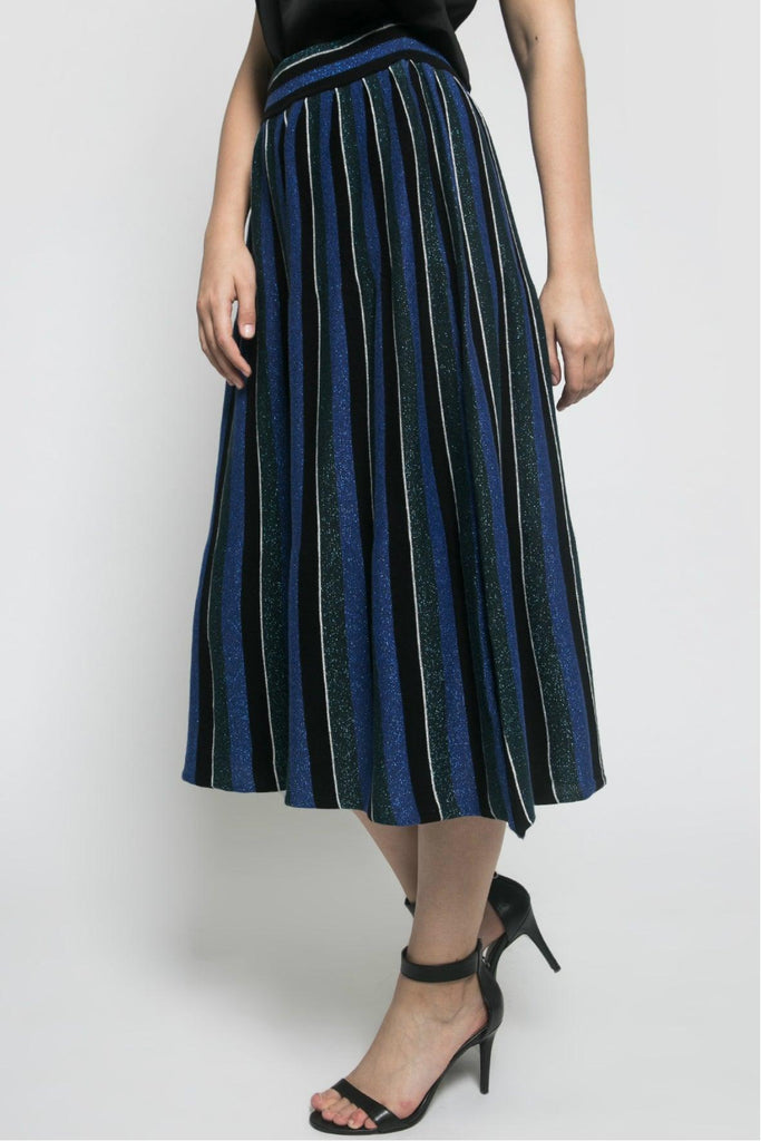 Dana Blue Pleated Maxi Skirt - Haute Rogue