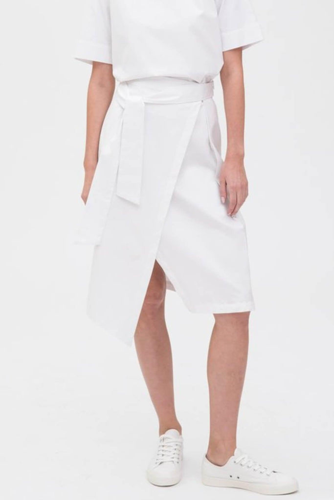 A-line Mid Length White Skirt - Hher Studios