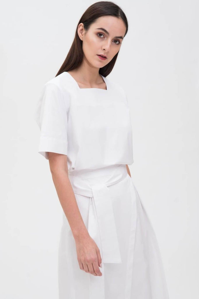 A-line Mid Length White Skirt - Hher Studios