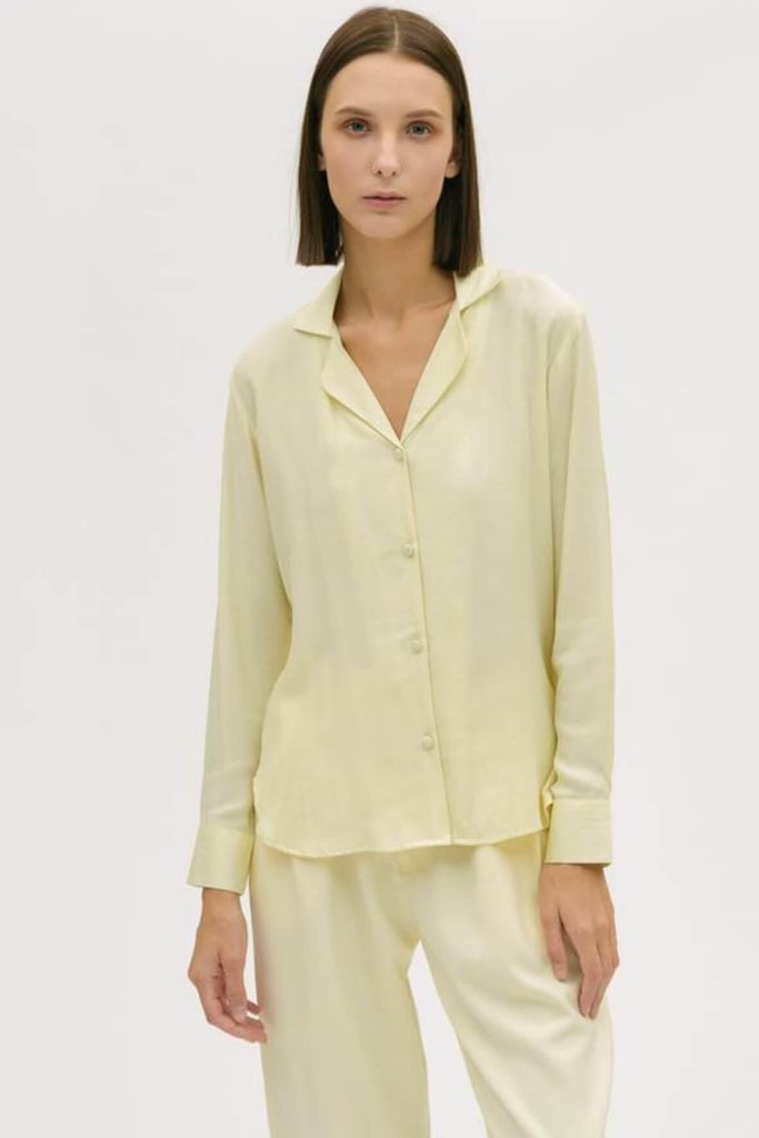 Pyjama Long Sleeve Chalk Yellow Top - Hher Studios