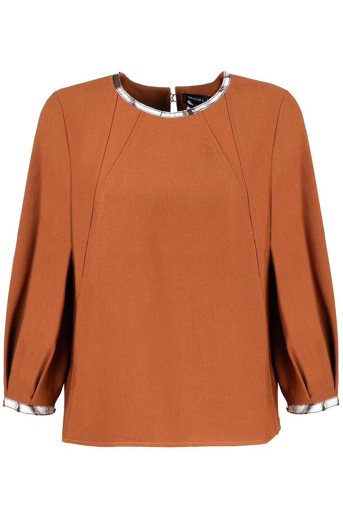 Caramel Puffy Sleeves Top - House Of V