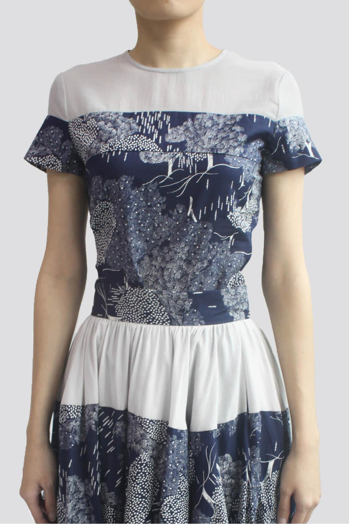 Floral Splicing Top Blue - If&N