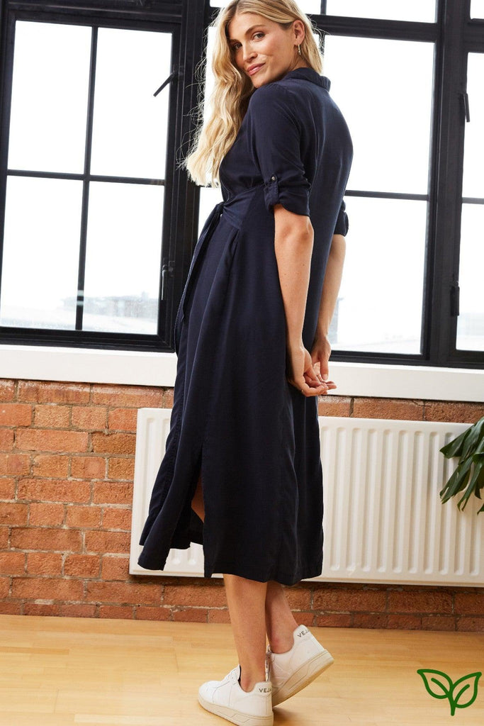 Kelsy Maternity Dress with Tencel™ in Classic Navy - Isabella Oliver