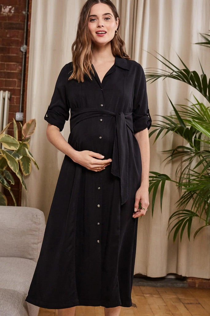 Kelsy Maternity Dress with Tencel™ in Caviar Black - Isabella Oliver