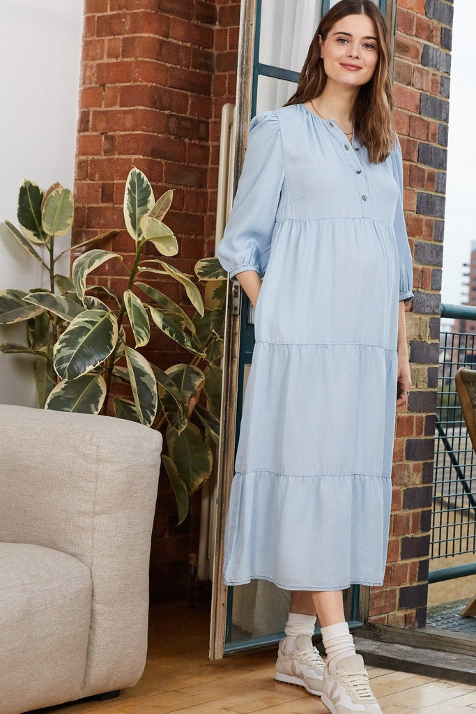 Raffa Chambray Maternity Dress with Tencel™ - Isabella Oliver