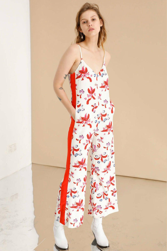 Pitaya Print Jumpsuit with Red Side Panel - Isabelle Blanche