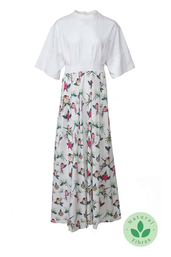 White Pitaya Print Maxi Dress - Isabelle Blanche