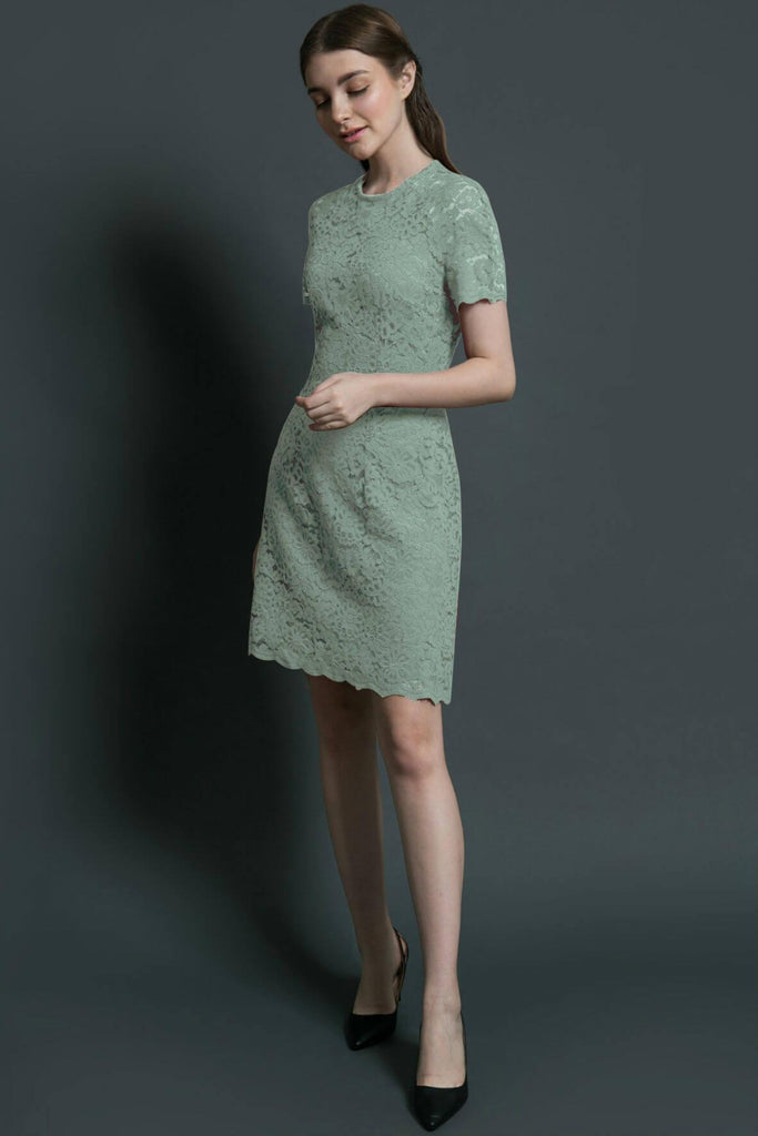 A-line Lace Mint Dress - Ivy & Harlow