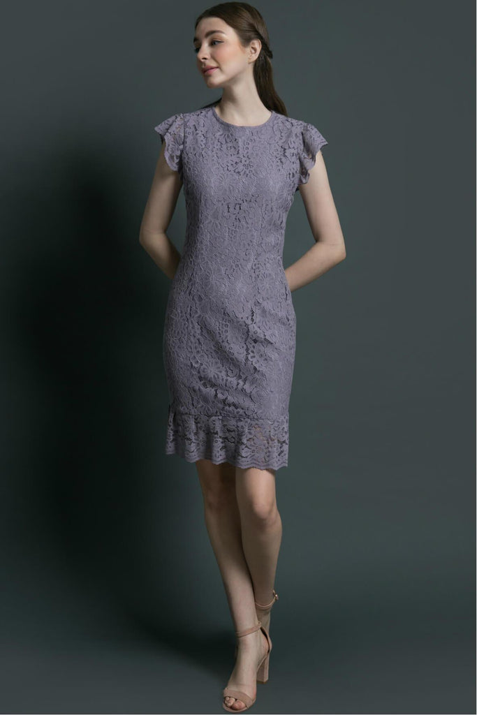Pencil Dress With Lace Overlay - Ivy & Harlow
