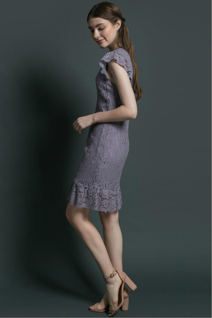 Pencil Dress With Lace Overlay - Ivy & Harlow