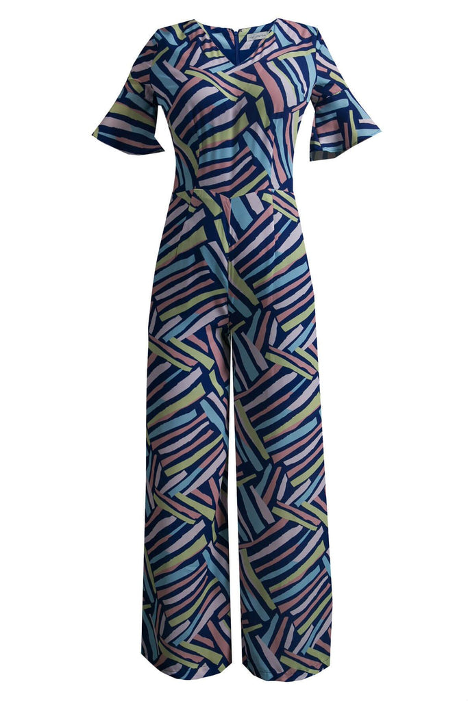 V-Neck Jumpsuit with Ruffle Sleeve - Ivy & Harlow