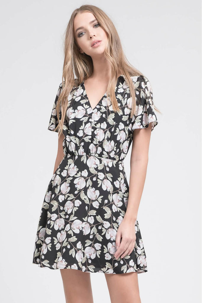 Floral Printed Button Down Fit and Flare Dress - J.O.A.