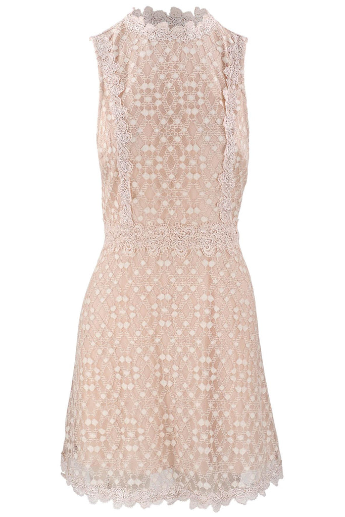 Mock Neck Fit and Flare Lace Dress - J.O.A.