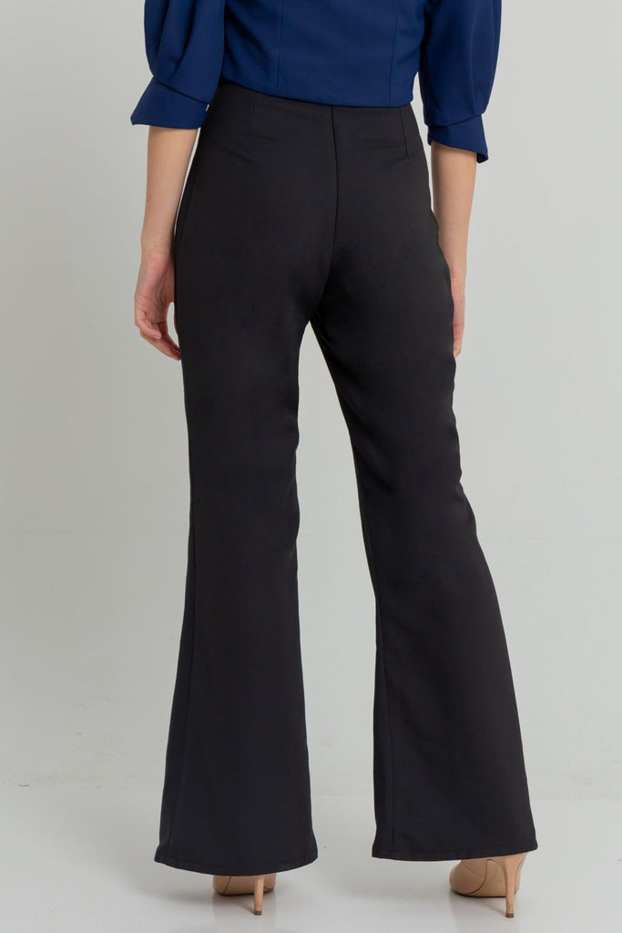 High Waisted Wide Legged Pants in Black - Josee P