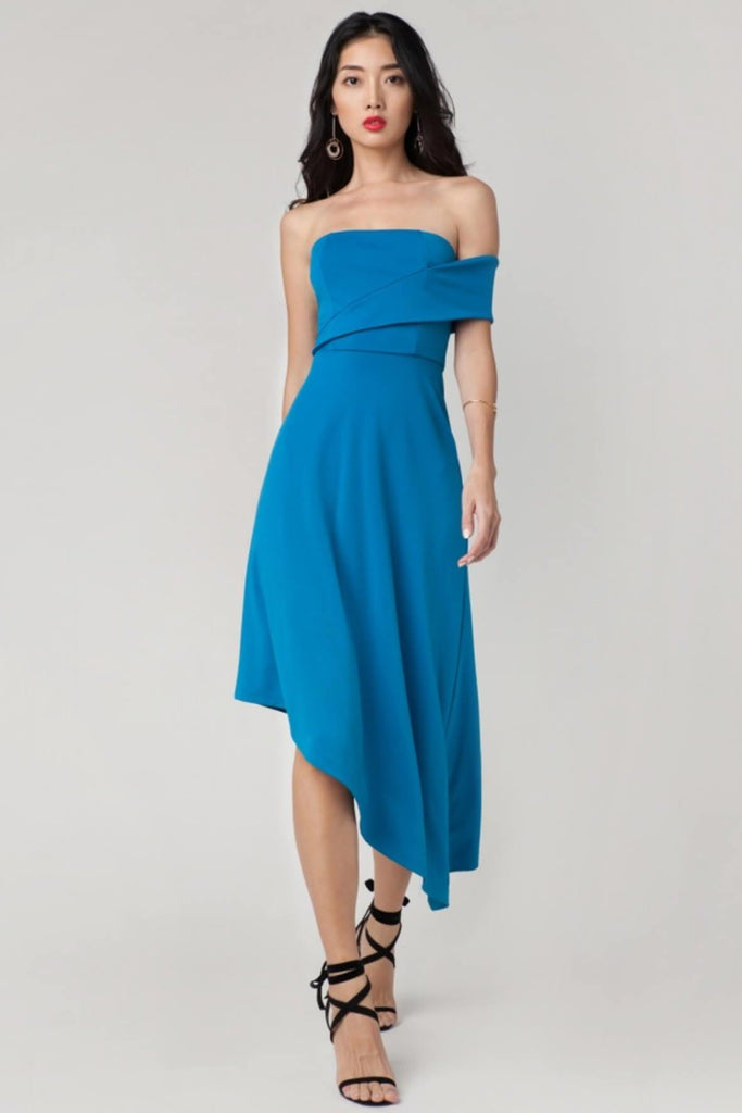 Lenore Asymmetric Dress in Blue - Juillet