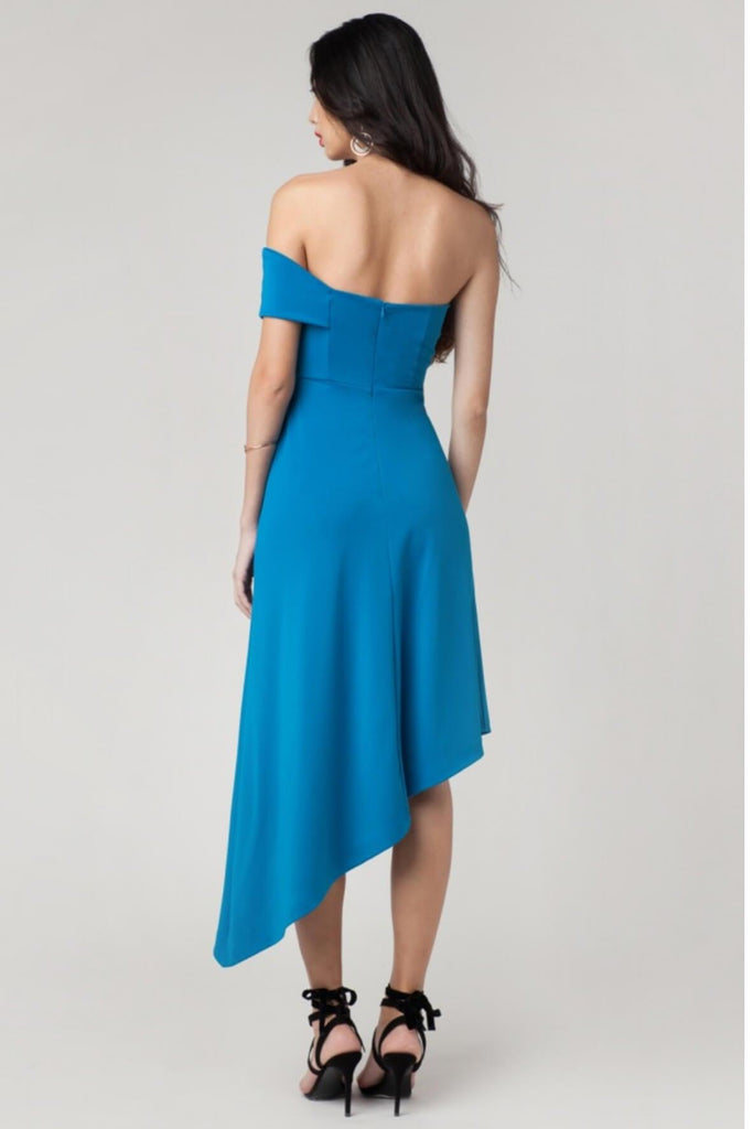 Lenore Asymmetric Dress in Blue - Juillet