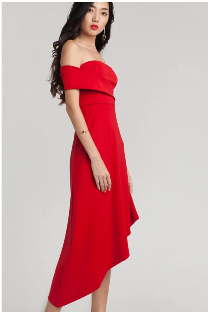 Lenore Asymmetric Dress in Rouge - Juillet