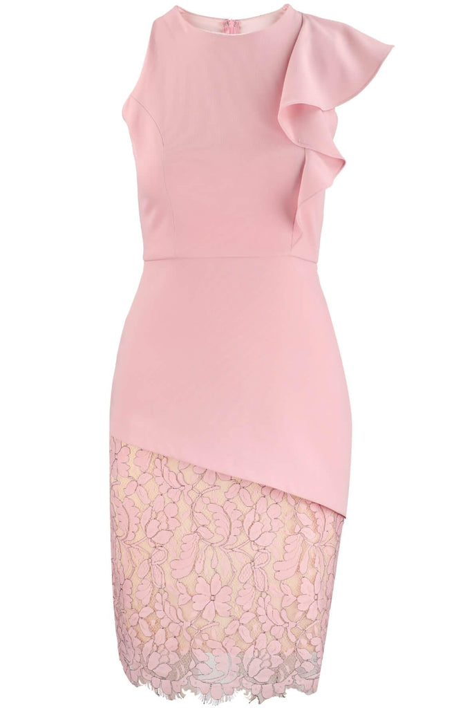 Serena Lace Asymmetric Ruffle Dress - Juillet