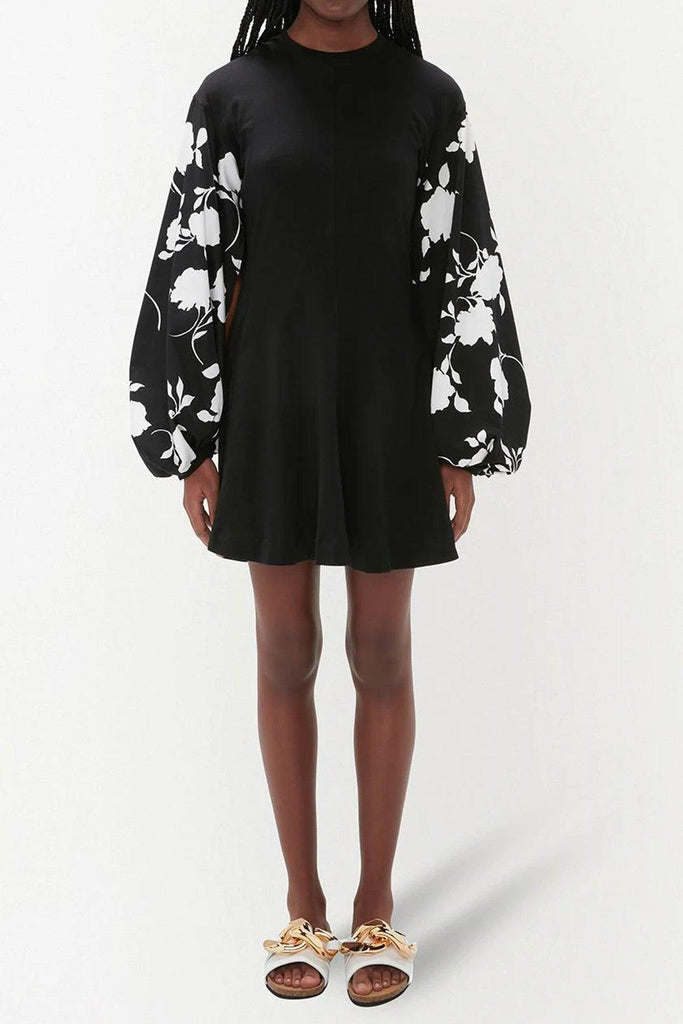 Floral-sleeves Flared Dress - JW Anderson