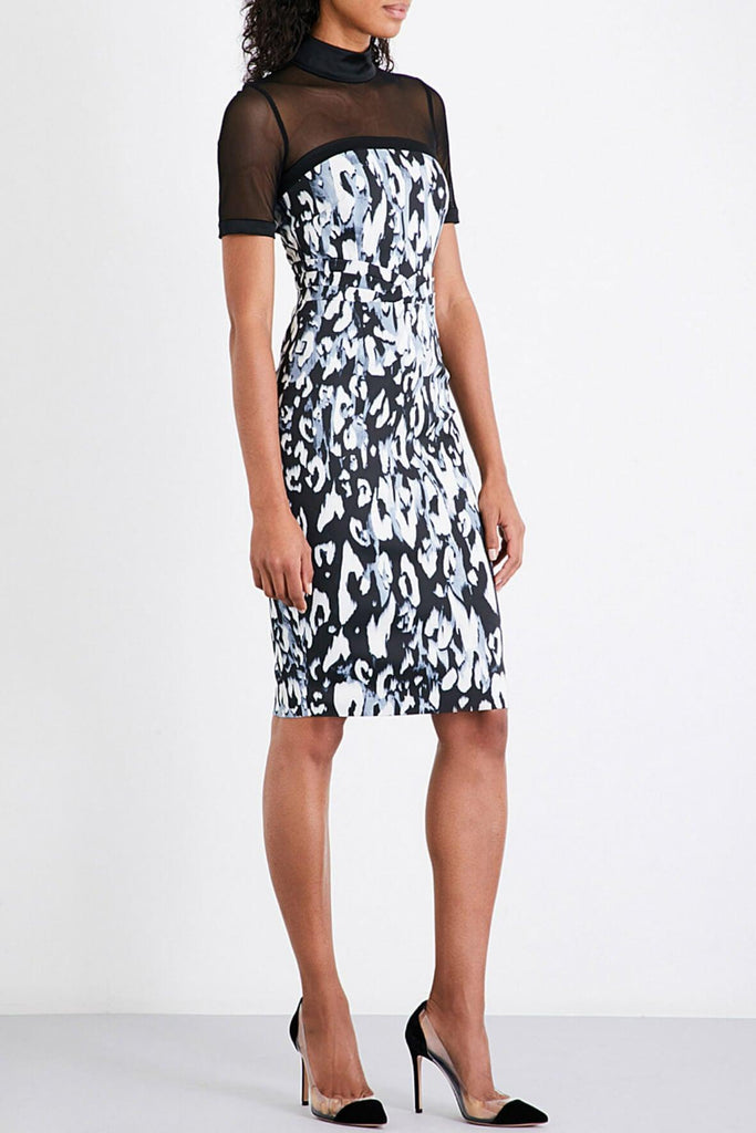 Blurred Leopard Print Satin Dress - Karen Millen