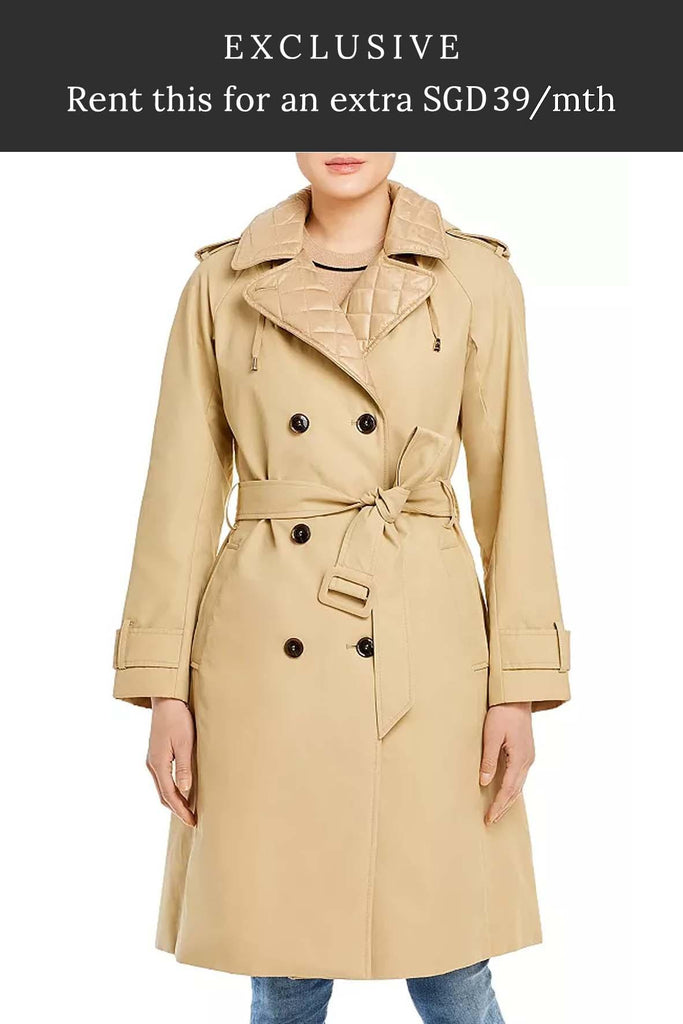 Quilted Trim Hooded Trench Coat - Kate Spade