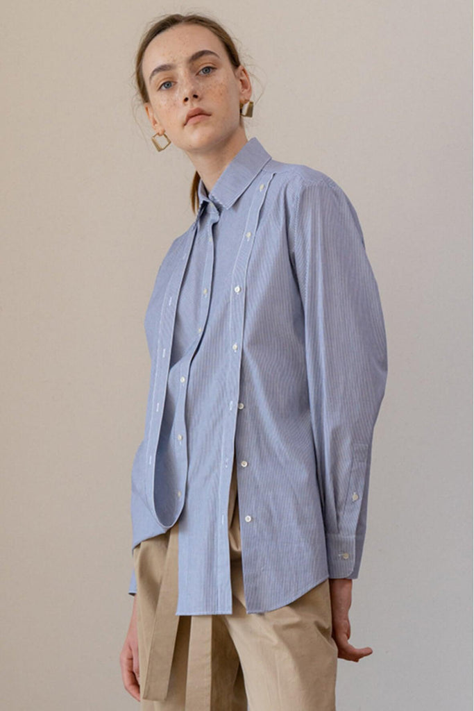 Folding Detail Shirt Blue - Kindersalmon