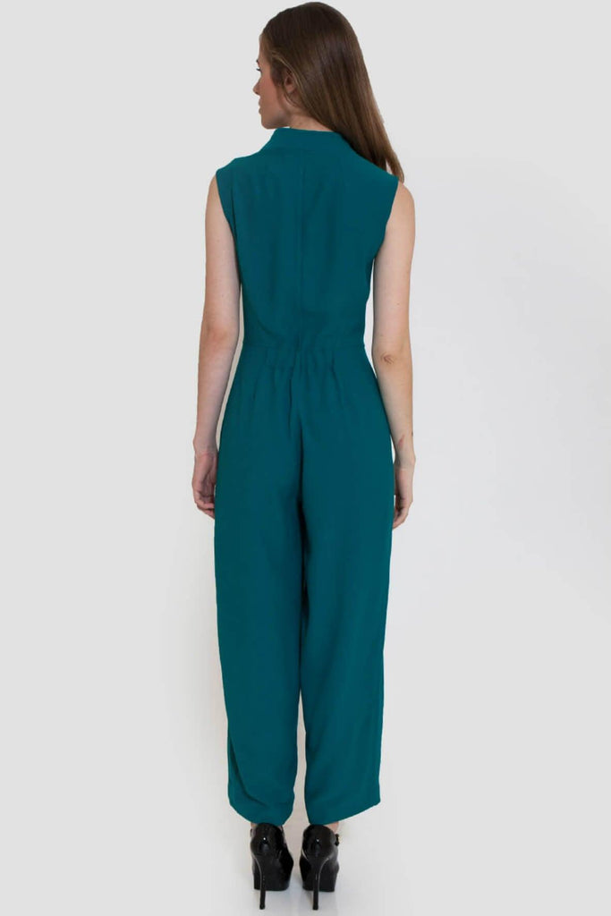 Green Jumpsuit with Bow Belt - Kraton