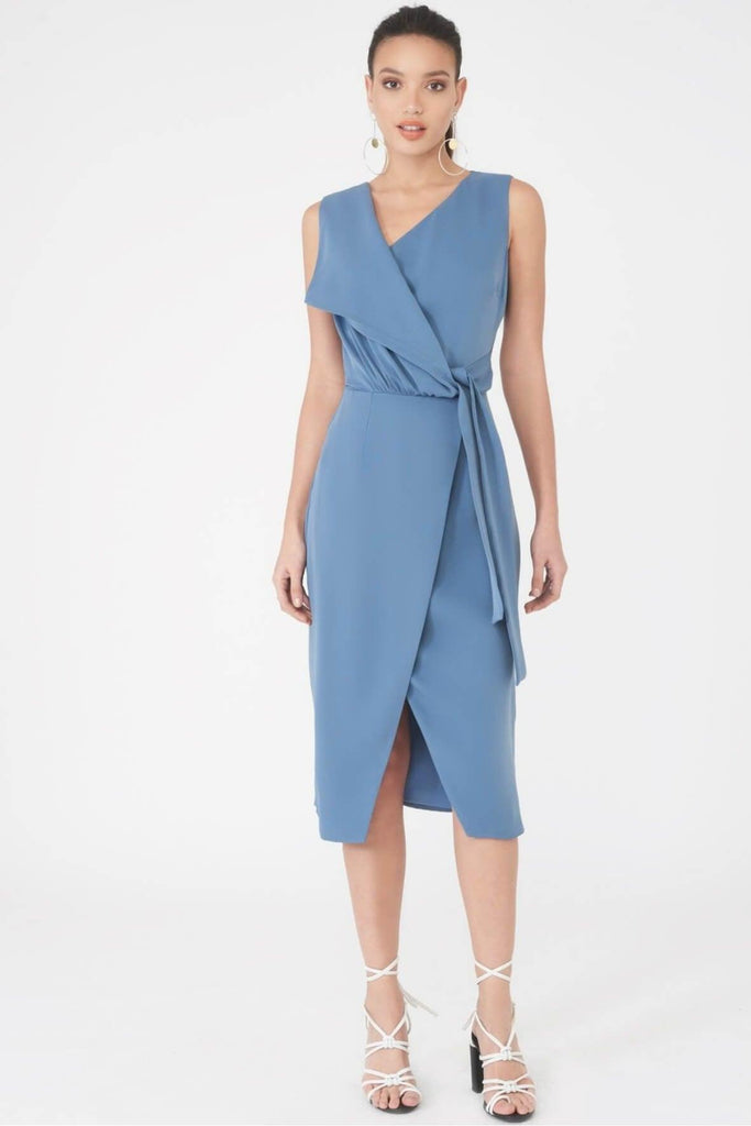 Asymmetric Fold Over Midi Dress - Lavish Alice