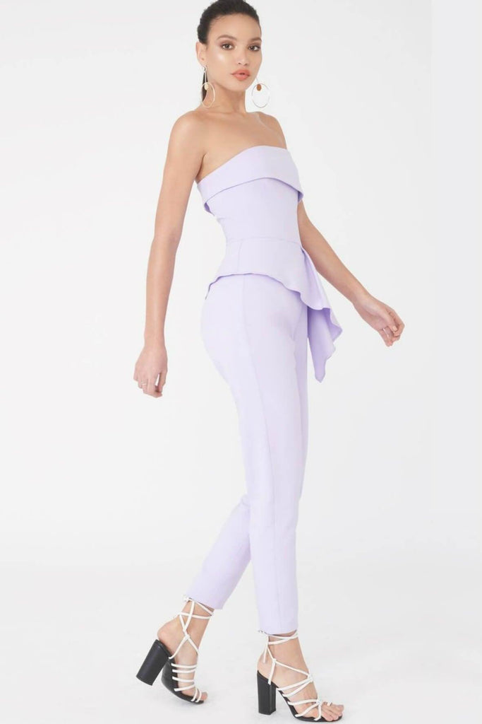 Bandeau Asymmetric Tapered Jumpsuit - Lavish Alice